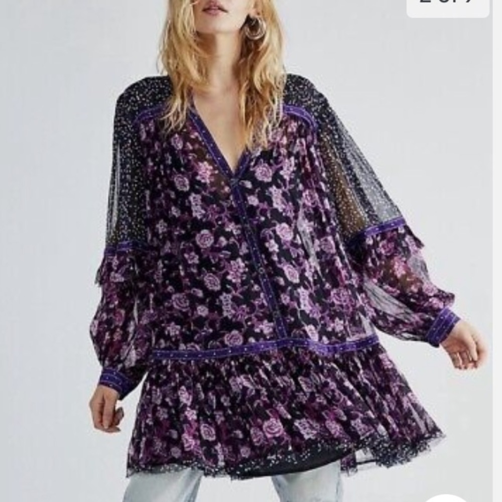 Free People Purple Floral Mini Dress